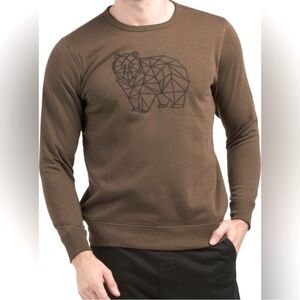 French Connection Brown Sweatshirt Grizzly Bear Embroidered Men's XL